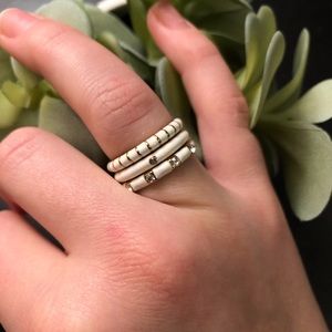 White Enamel Ring Set